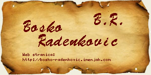 Boško Radenković vizit kartica